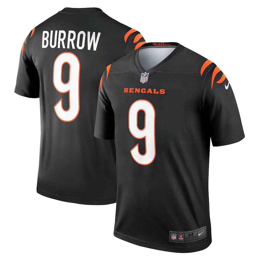 Men Cincinnati Bengals 9 Joe Burrow Nike Black Legend NFL Jersey